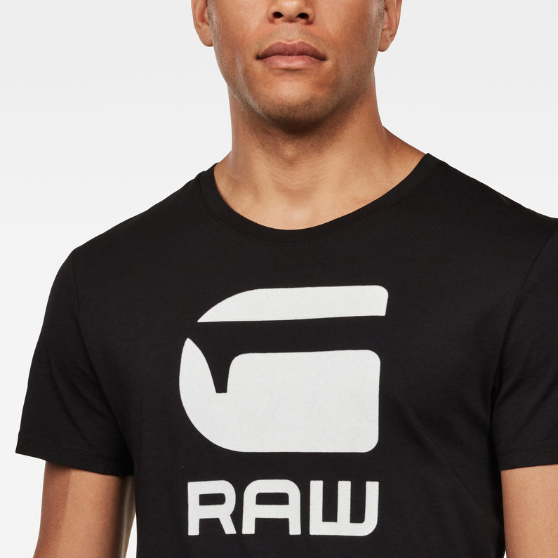G-Star RAW® Camiseta Graphic Flock Negro detail shot