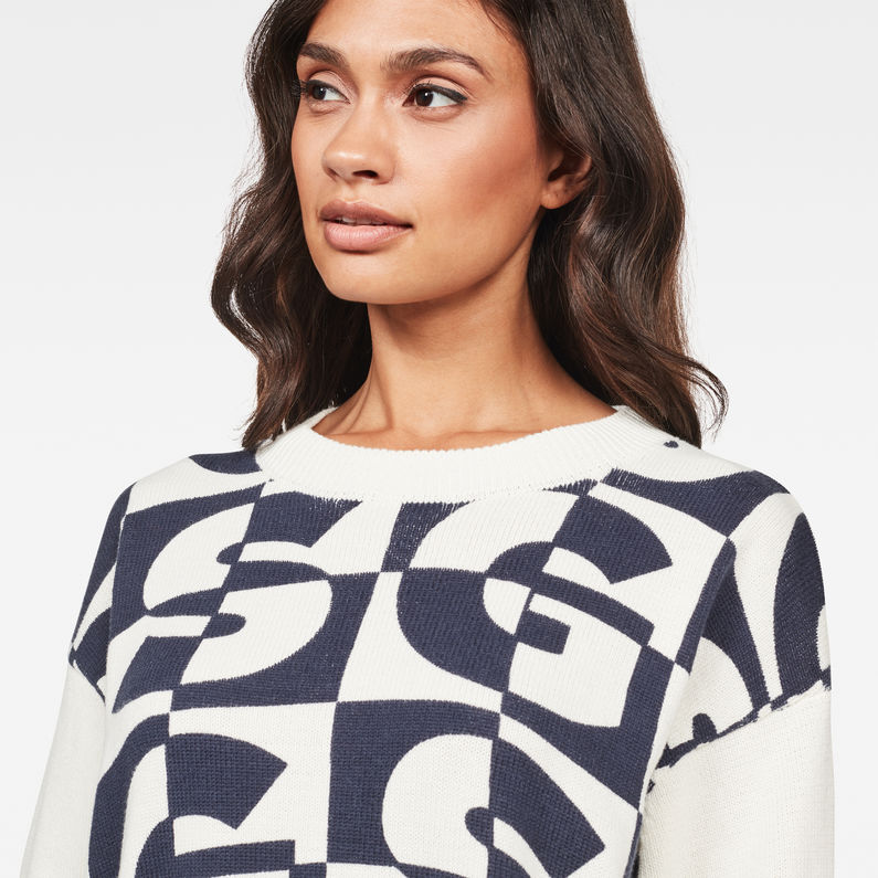 G-Star RAW® Pull en maille Allover Bleu clair detail shot
