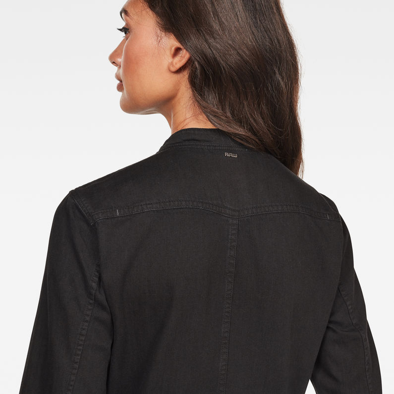 G-Star RAW® Bristum Slim Flare Fringe Jurk Zwart detail shot