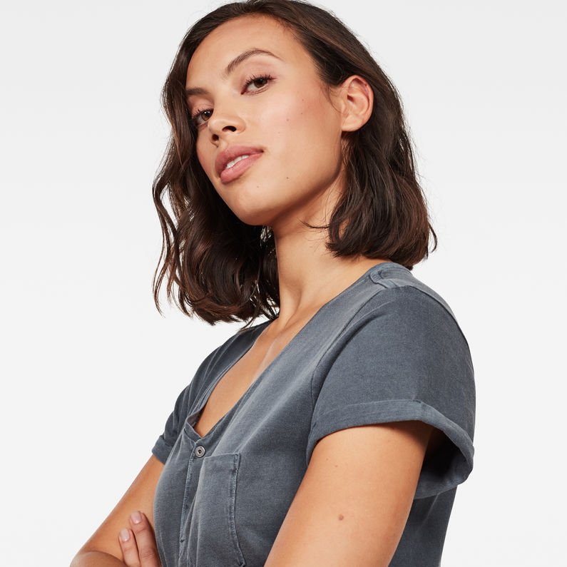 G-Star RAW® Rie Granddad Top Dark blue detail shot