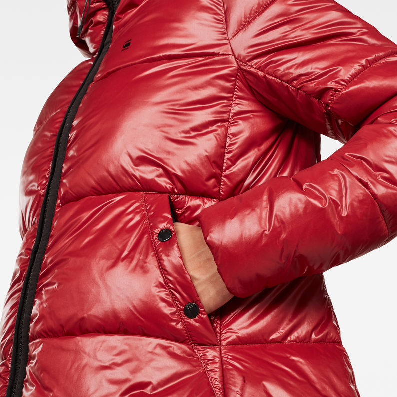G-STAR® Whistler Hooded Quilted A-line Jacket Red detail shot