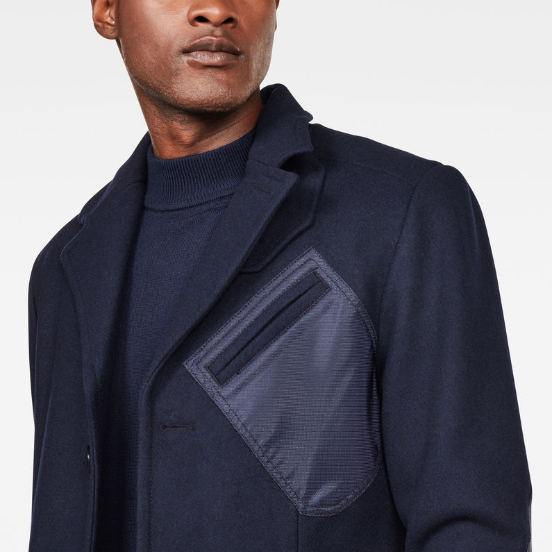 G-STAR® MAXRAW III Varve Wool Coat Dark blue detail shot