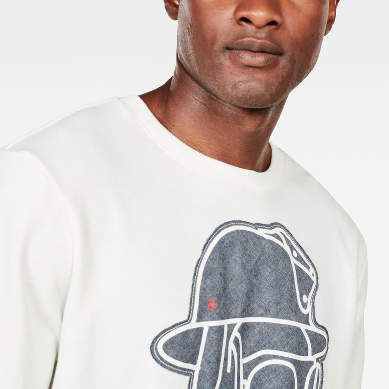 G-STAR® Graphic 10 Core Sweater White detail shot