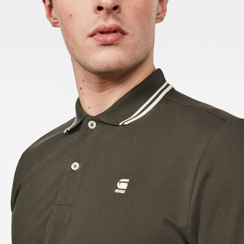 G-Star RAW® Dunda Slim Stripe Polo Groen detail shot
