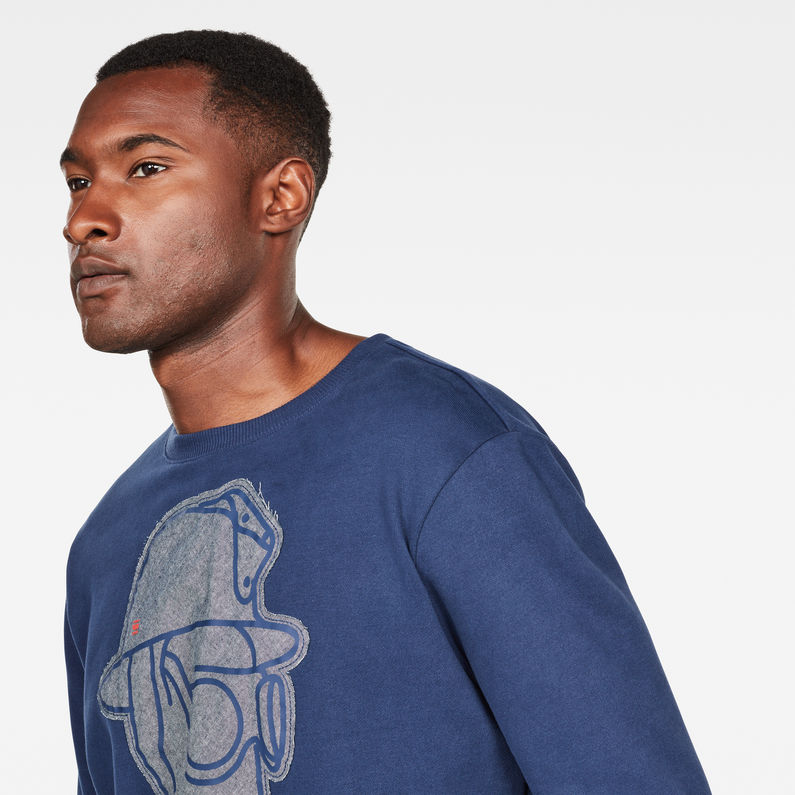 G-Star RAW® Graphic 10 Core Sweater Donkerblauw detail shot