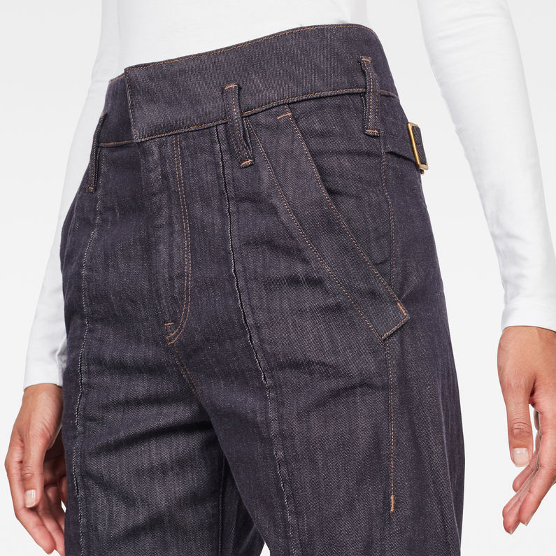 G-STAR® GSRR Lanc Ultra High Straight Jeans Donkerblauw detail shot