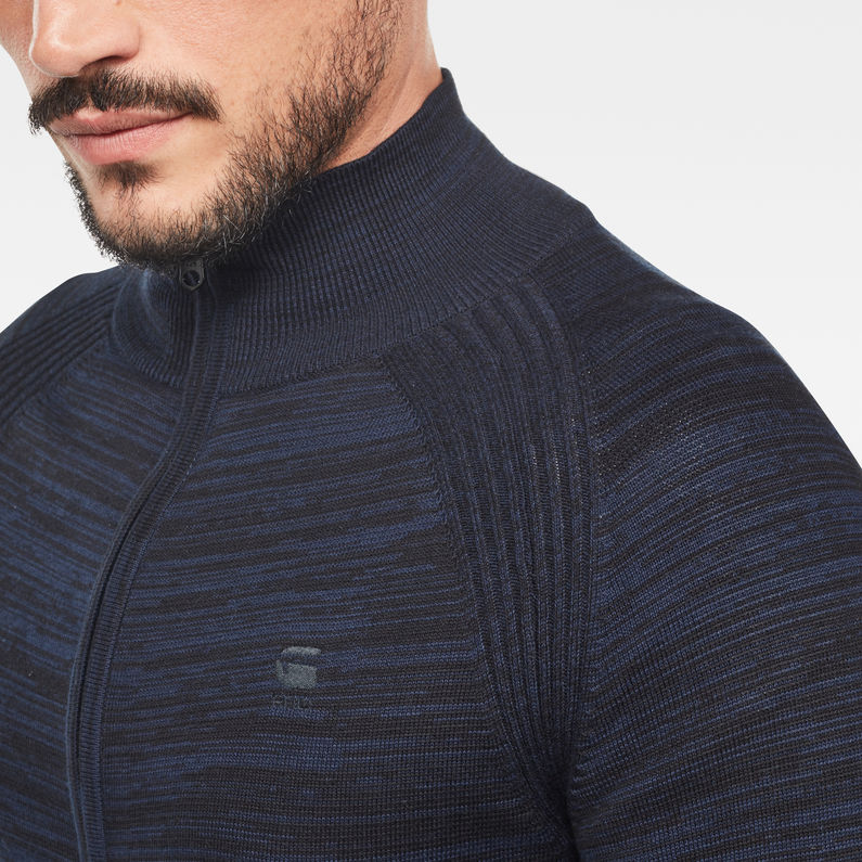 G-Star RAW® Cárdigan Zip Through Azul oscuro detail shot