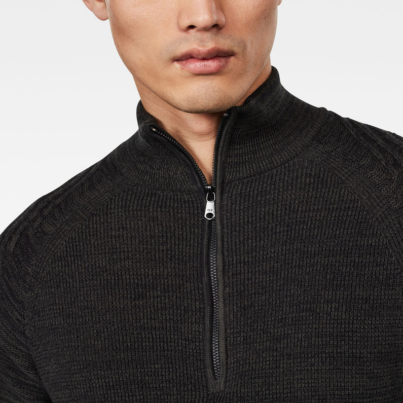 G-Star RAW® Muzaki 1\2 Zip Knitted Sweater ブラック detail shot
