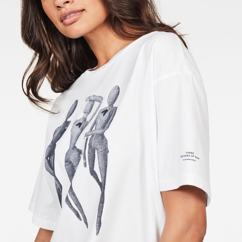 G-Star RAW® Top 30 Years Graphic Boyfriend Blanco detail shot