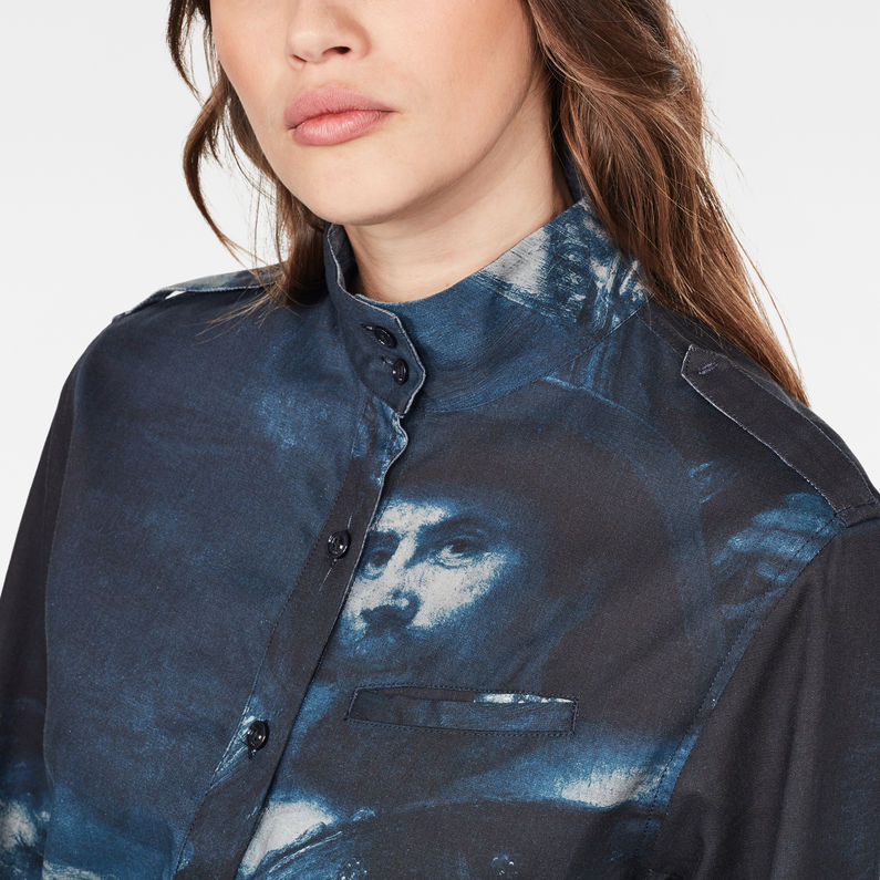 G-STAR® Lanc Midi Shirt Dress Dark blue detail shot