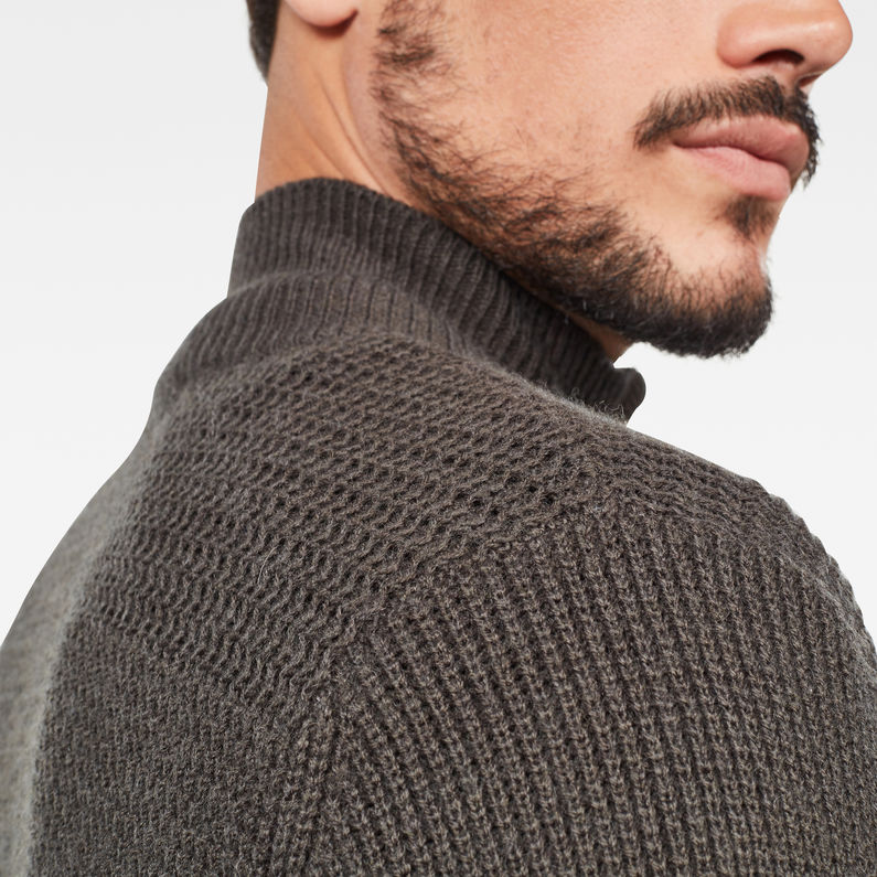 G-Star RAW® Stagione Zip Through Knitted Pullover Grau detail shot