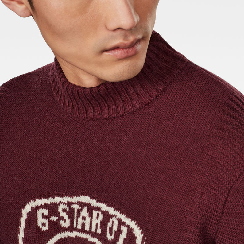 G-Star RAW® Monogram Mock Turtle Knitted Sweater Red detail shot