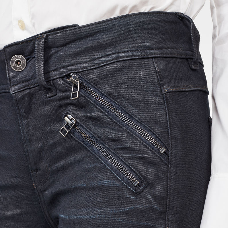 G-STAR® Lynn Biker Mid Skinny Jeans Black detail shot