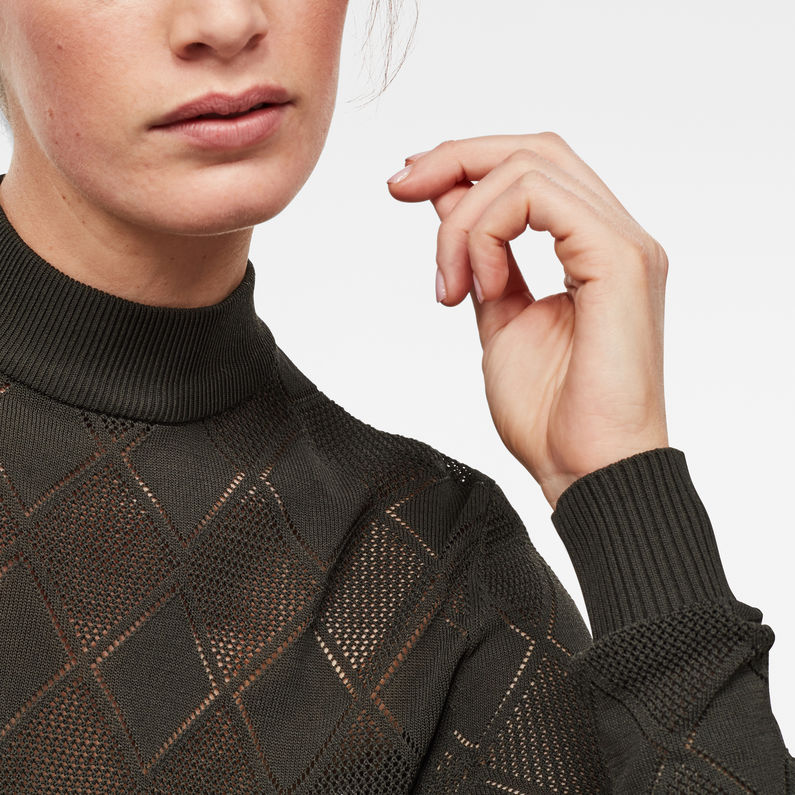 G-Star RAW® Jersey Lynn Mock Turtleneck Gris detail shot