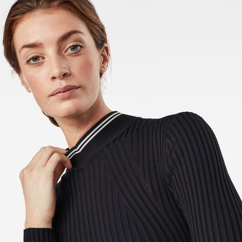 G-STAR® Lynn Mock Turtleneck Knitted Pullover Schwarz detail shot