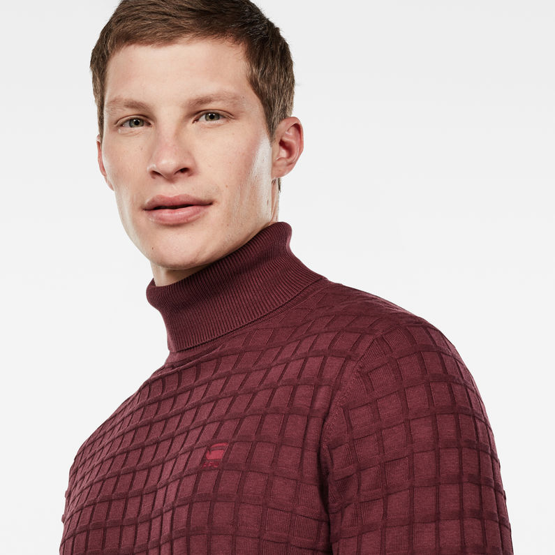 G-Star RAW® Core Table Turtleneck Knitted Sweater Red detail shot