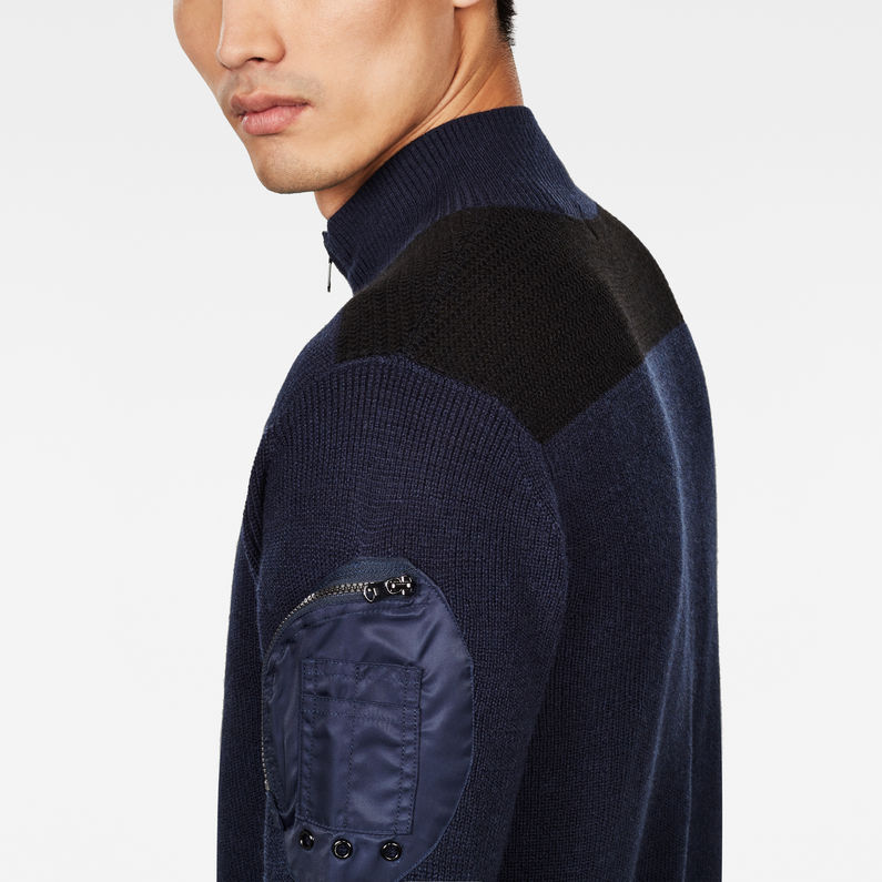 G-Star RAW® Jersey Stagion 1\2 Zip Azul oscuro detail shot