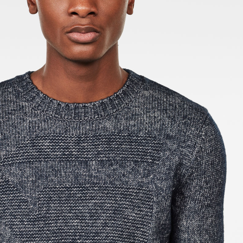 G-Star RAW® Pull en maille Mongram Bleu foncé detail shot