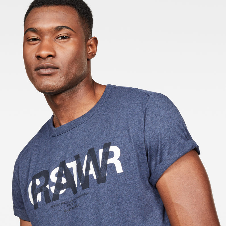 G-Star RAW® Straight Logo Double Heather T-shirt Medium blue detail shot