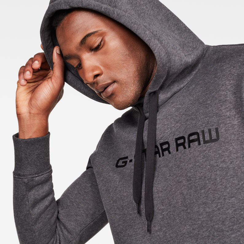 G-Star RAW® Loaq Hooded Core Sweat Grey detail shot