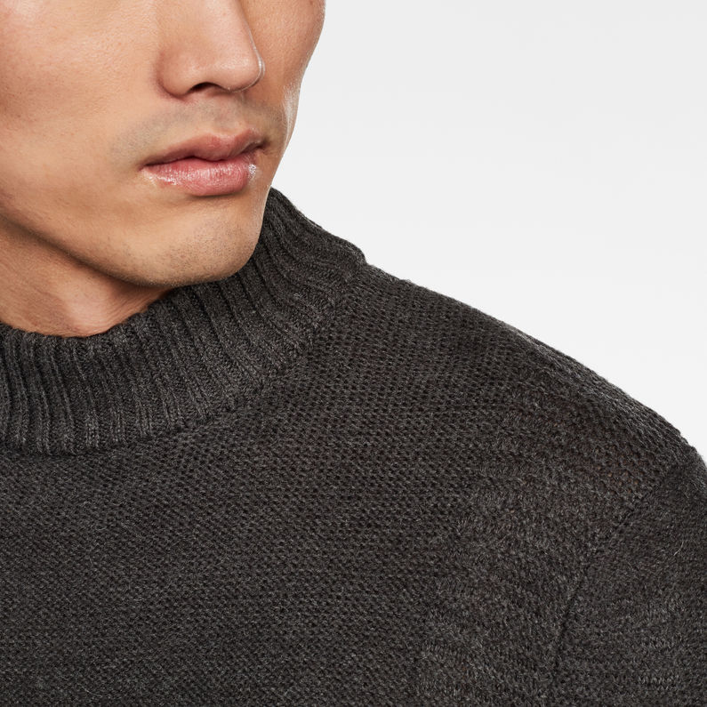 G-Star RAW® Monogram Mock Turtle Knitted Sweater Grey detail shot