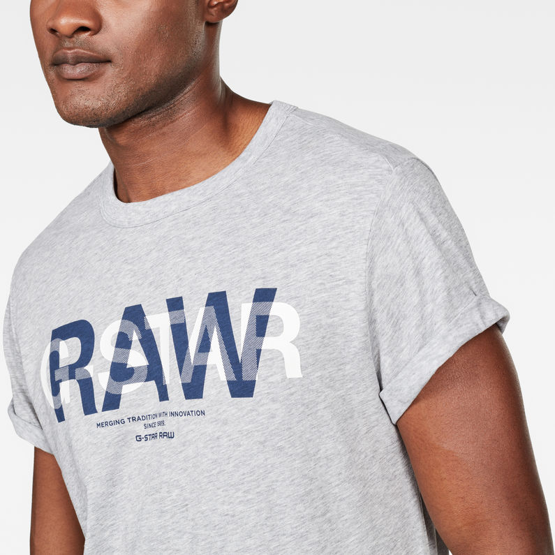 G-Star RAW® T-Shirt Double Logo Gris detail shot