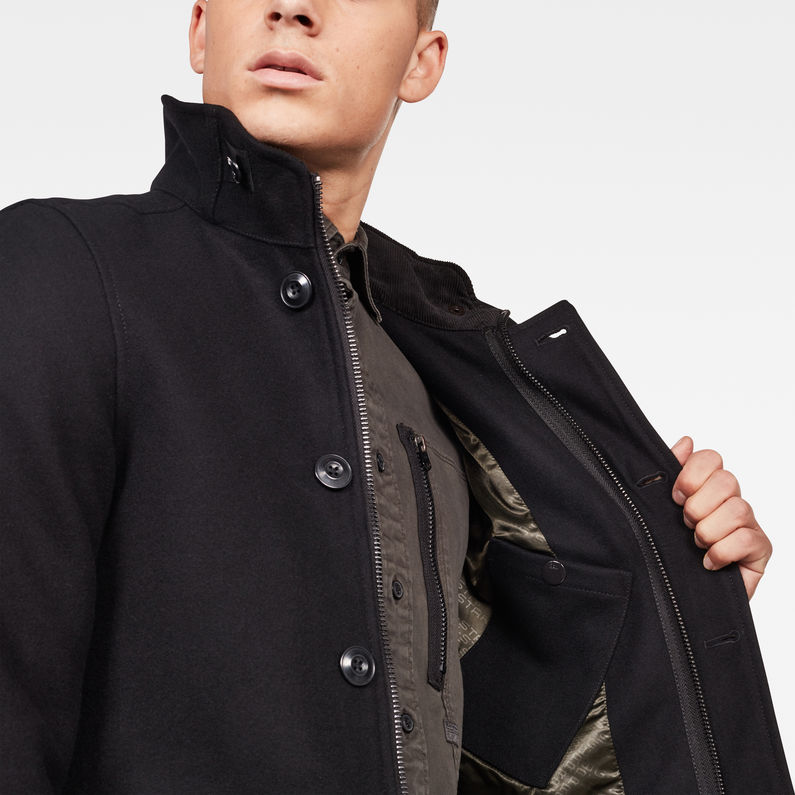 G-STAR® Scutar Utility Wool Trenchcoat Schwarz detail shot