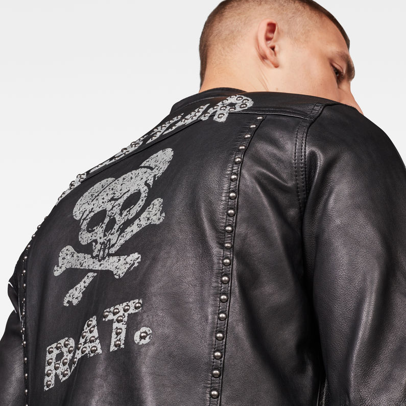 G-STAR® CNY Leather Jacket Studs Black detail shot