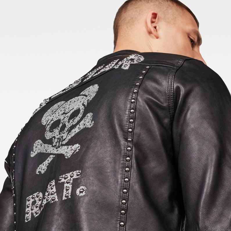 G-Star RAW® CNY Leather Studs Jacke Schwarz detail shot