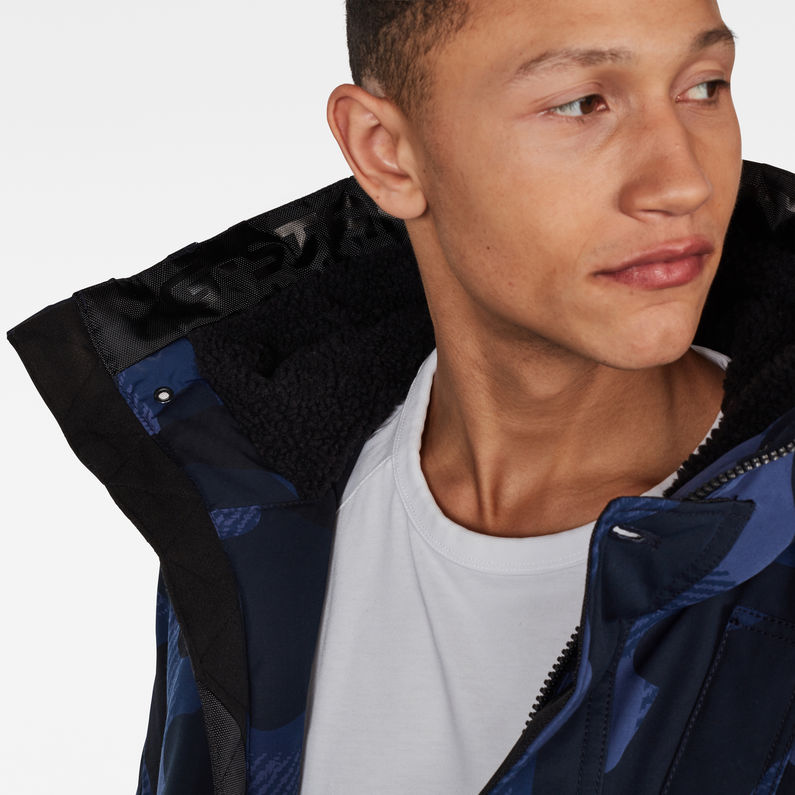 G-Star RAW® Parka Citishield Short Hooded Bleu foncé detail shot