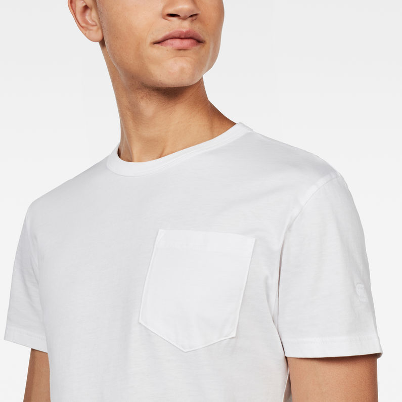 G-Star RAW® Straight Round Pocket T-Shirt Blanc detail shot