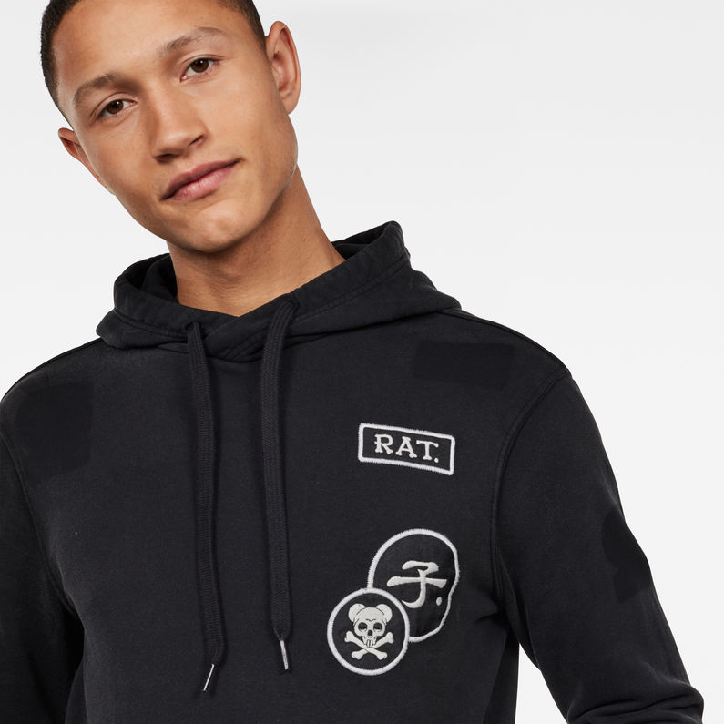 G-Star RAW® Sudadera CNY Graphic Patches Negro detail shot
