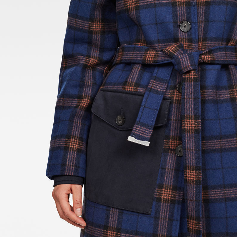 G-Star RAW® Manteau Belted Field Padded Bleu foncé detail shot