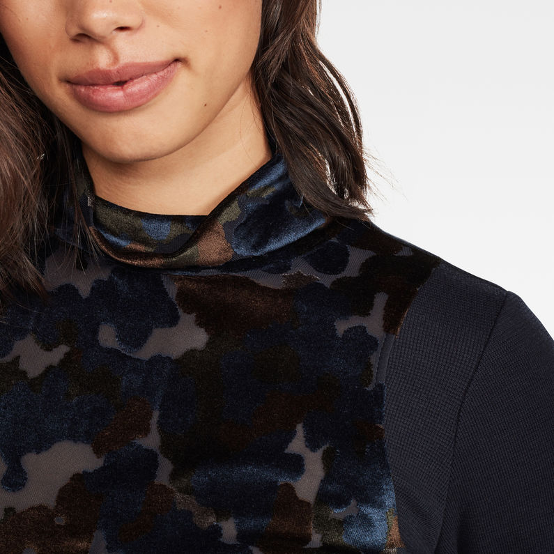G-Star RAW® Haut Velv Optic Slim Turtleneck Bleu moyen detail shot