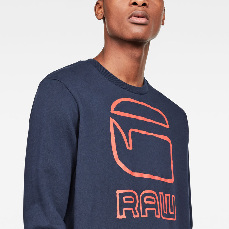 G-STAR® Graphic G-raw Sweater Dark blue detail shot