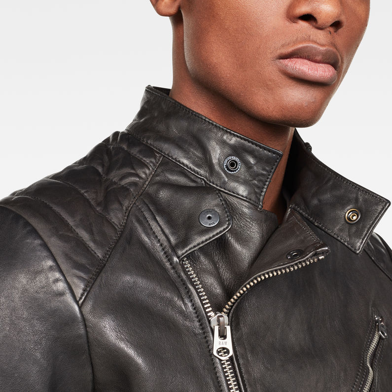 G-Star RAW® Suzaki Leather Jacket Grey detail shot