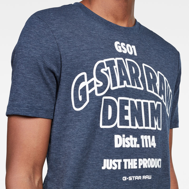 G-Star RAW® Slim Logo Denim T-Shirt Bleu foncé