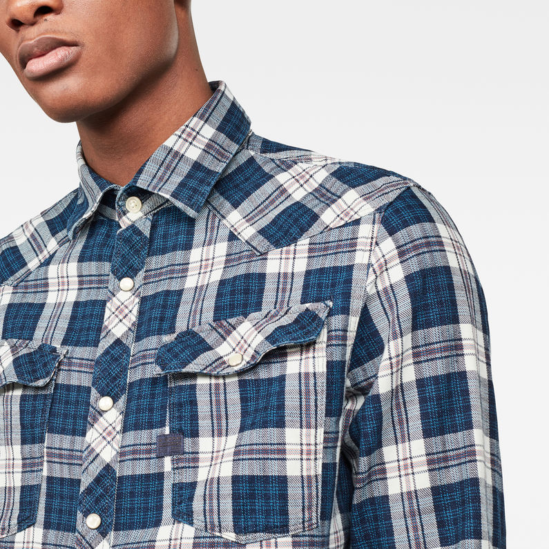 G-STAR® 3301 Slim Overhemd Midden blauw detail shot