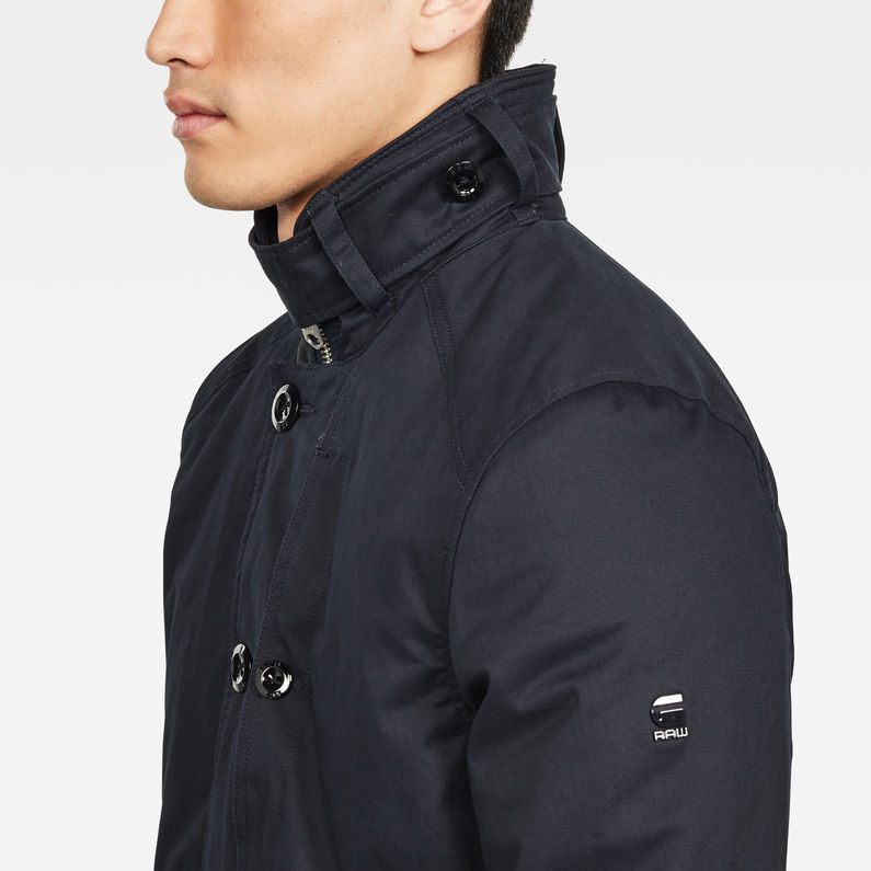 G-STAR® Gevoerde Trenchcoat Donkerblauw detail shot