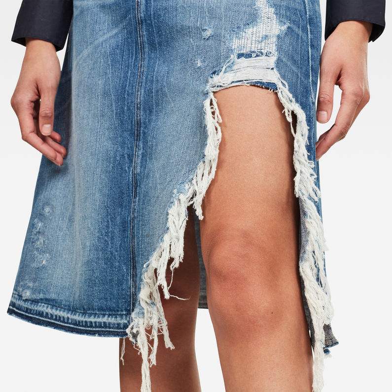 G-Star RAW® 3301 A-line Midi Ripped Edge Skirt Medium blue