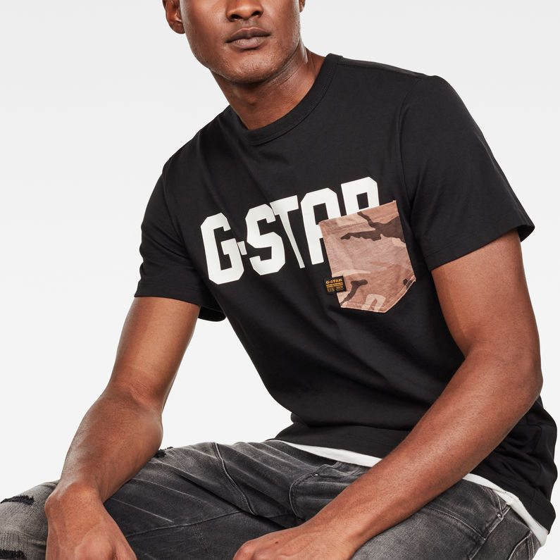 G-Star RAW® Gsraw Allover Pocket T-Shirt Zwart