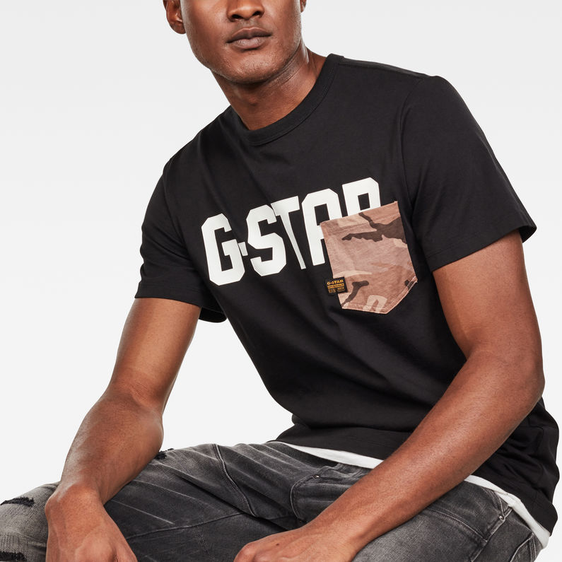 G-Star RAW® T-shirt Gsraw Allover Pocket Noir detail shot