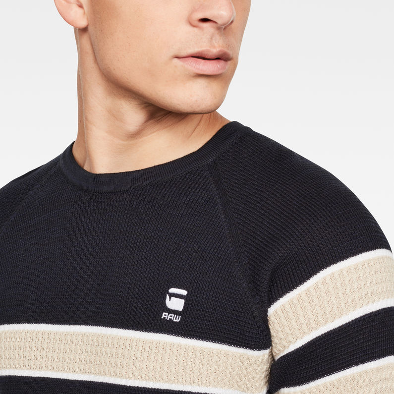 G-Star RAW® Raglan Block Stripe Knitted Sweater Black detail shot