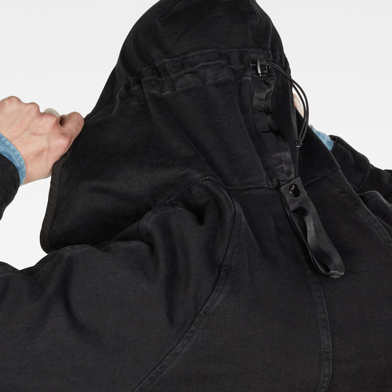 G-Star RAW® Strett Hodded parka Noir detail shot