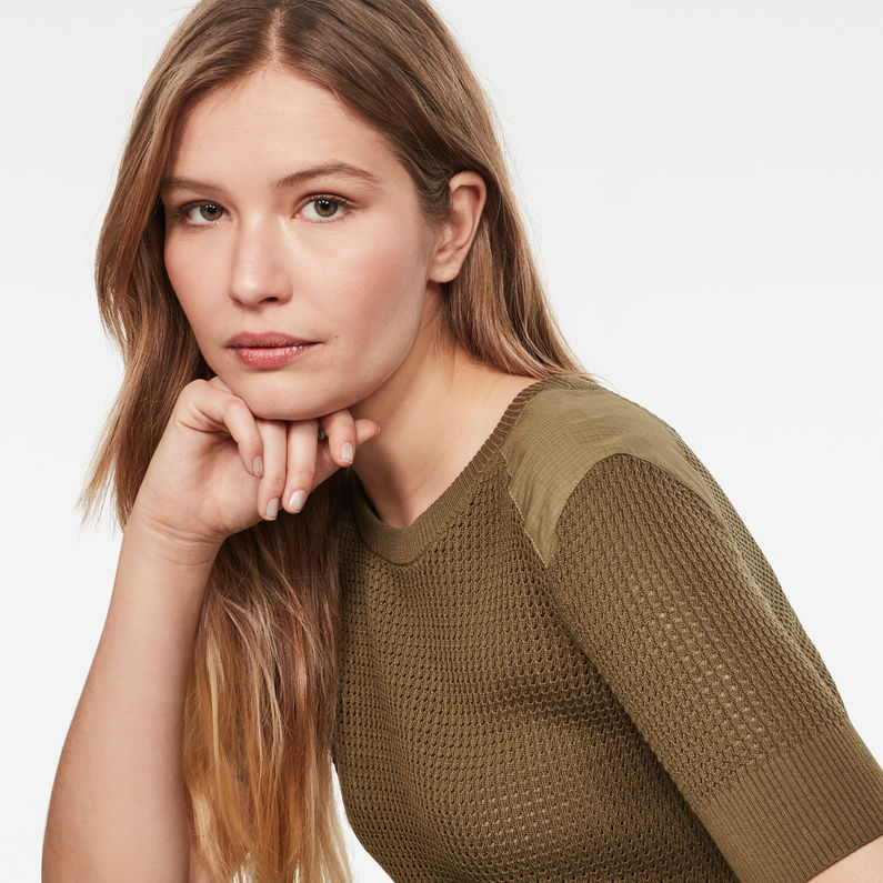 G-STAR® Meshi Knitted Sweater Green detail shot