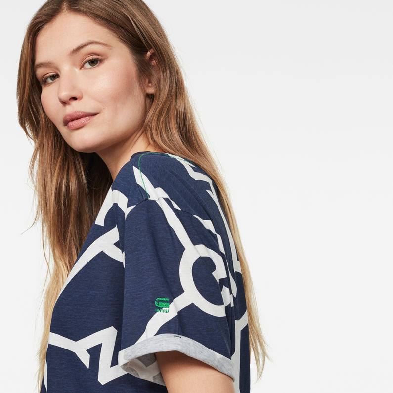 G-Star RAW® Haut Lash Fem Diamond Line Allover Loose Bleu moyen detail shot
