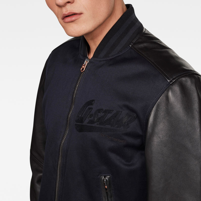 G-Star RAW® Allox Leather PM Bomber Dark blue detail shot