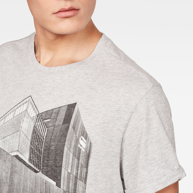 G-Star RAW® T-shirt Lash Building GR Gris detail shot