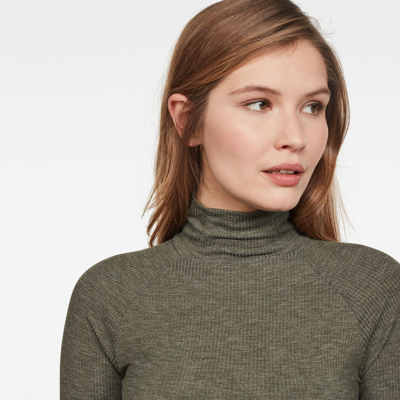 G-Star RAW® Haut Lecite Optic Slim Turtleneck Vert detail shot