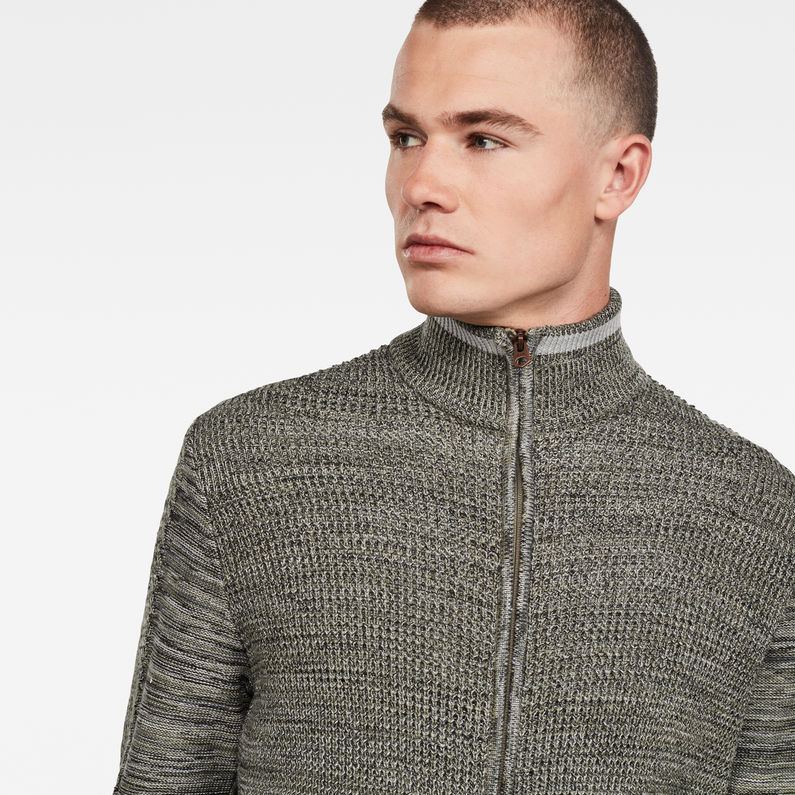 G-Star RAW® Zip Through Knitted Cardigan Green detail shot